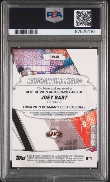 Joey Bart 2019 Bowman's Best Auto Blue Refractor #'d 149/150 PSA 10