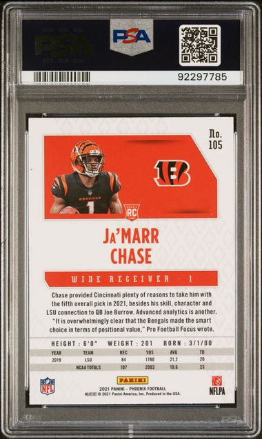 Ja'Marr Chase 2021 Panini Phoenix Fire Burst RC PSA 10