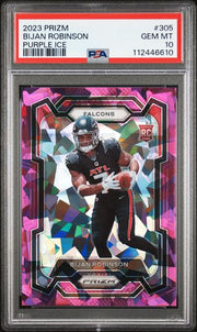 Bijan Robinson 2023 Panini Prizm Purple Ice RC #'d 147/225 PSA 10