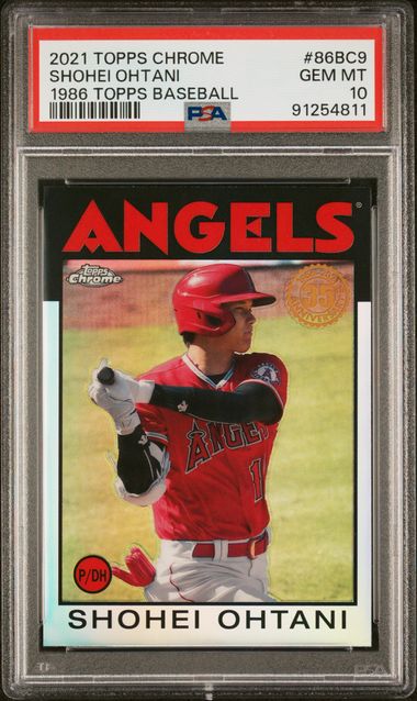Shohei Ohtani 2021 Topps Chrome Update 1986 Topps Baseball PSA 10