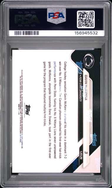 Gavin McKenna 2025 Bowman U Now 1st Hat-Trick Orange #'d 08/25 PSA 10