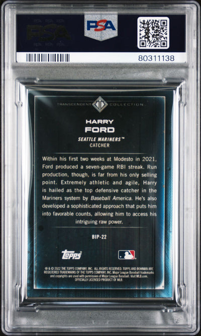 Harry Ford 2022 Bowman Transcendent Collection Bowman Icons /50 Swinging PSA 10