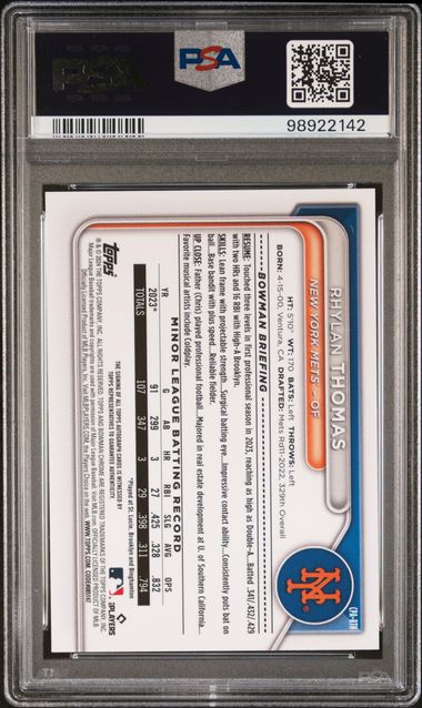 Rhylan Thomas 2024 1st Bowman Chrome autograph PSA 10