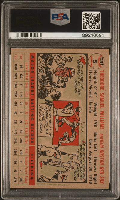 Ted Wiliams 1956 Topps #5 Grey Back PSA 5.5