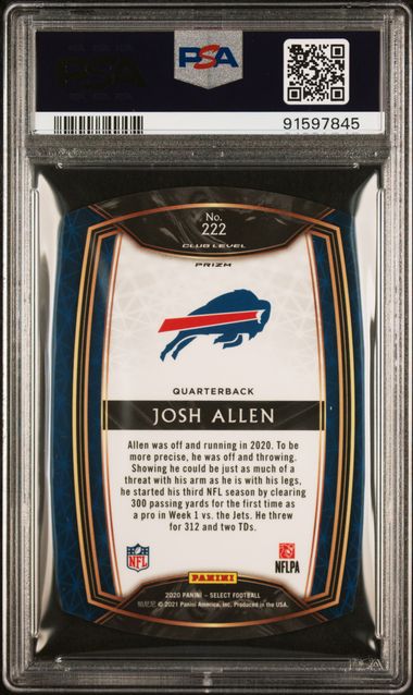 Josh Allen 2020 Panini Select die-cut purple prizm PSA 10