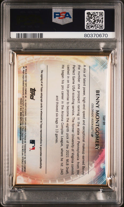 Benny Montgomery 2022 Bowman Transcendent green autograph #'d 5/5 PSA 10