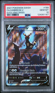 Umbreon V Full Art 2021 Pokemon Evolving Skies rare holo 189/203 PSA 10