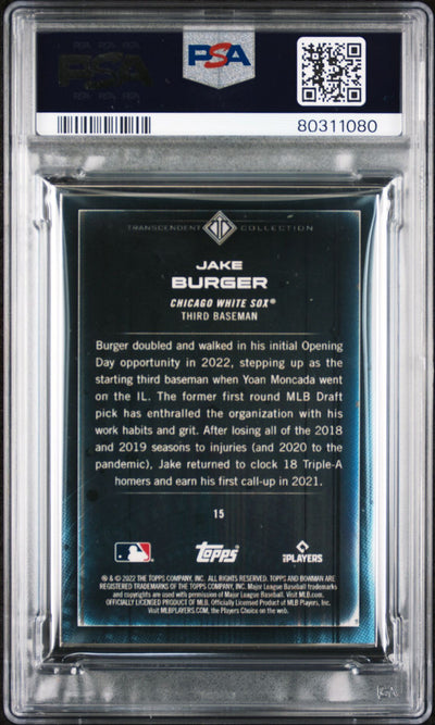 Jake Burger 2022 Bowman Transcendent Collection Bowman Icons /50 Batting PSA 9