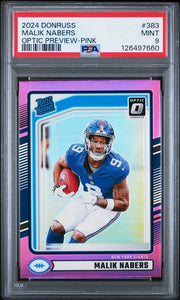Malik Nabers 2024 Panini Donruss Optic Preview Pink prizm rookie card PSA 9