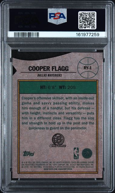 Cooper Flagg 2025 Bowman ROY Favorites Geometric Refractor PSA 7
