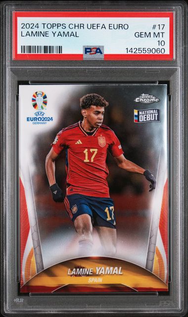 Lamine Yamal 2024 Topps Chrome UEFA Euro National Debut PSA 10