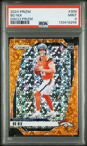 Bo Nix 2024 Panini Orange Disco Prizm RC PSA 9