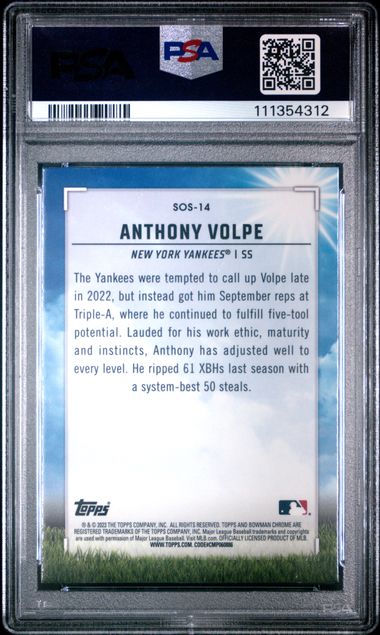 Anthony Volpe 2023 Bowman Mega Box Chrome Sights On September Rookie PSA 10