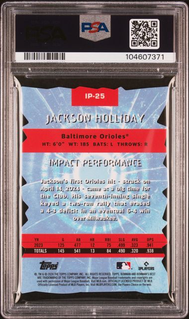 Jackson Holliday 2024 Bowman's Best Impact Players RC PSA 9