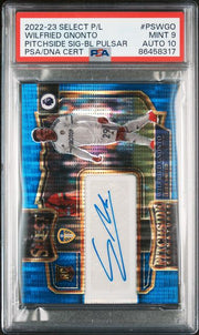 Wilfried Gnonto 2022-23 Panini Select Premier League Pitchside Signature Blue Pulsar Rookie PSA 9/10
