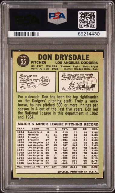 Don Drysdale 1967 Topps #55 PSA 6