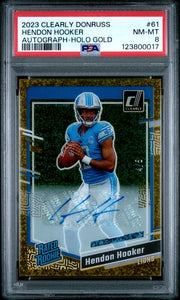 Hendon Hooker 2023 Panini Clearly Donruss autograph gold #'d 4/5 PSA 8