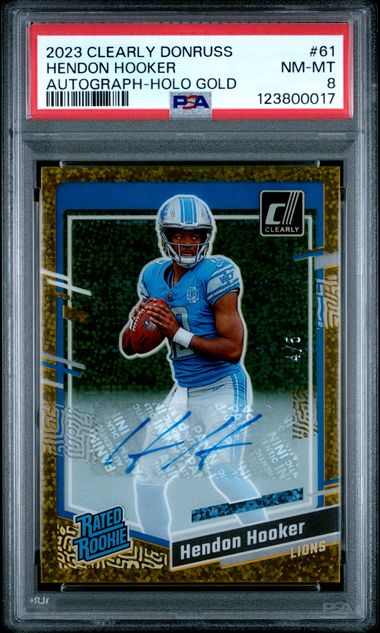 Hendon Hooker 2023 Panini Clearly Donruss autograph gold #'d 4/5 PSA 8