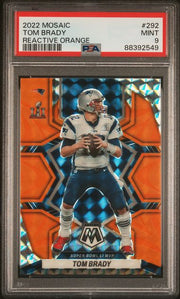 Tom Brady 2022 Panini Mosaic 'Super Bowl LI MVP' Reactive Orange PSA 9