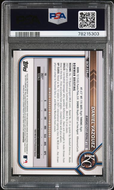 Daniel Vazquez 2022 1st Bowman Chrome X Red X-Fractor #'d 1/3 PSA 10