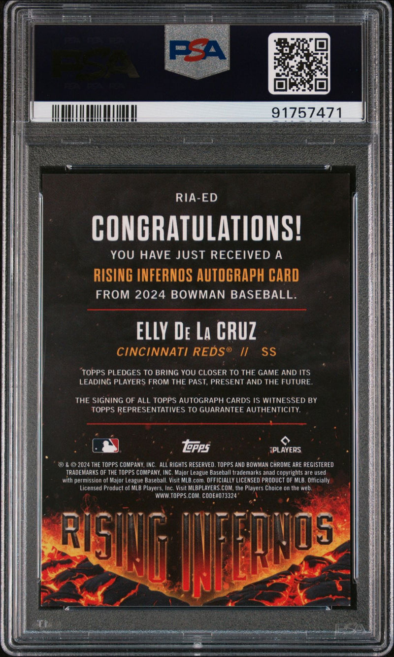 Elly De La Cruz 2024 Bowman Rising Inferno Autographs /99 PSA 9