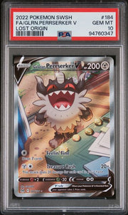 Perrserker V 2022 Pokemon Lost Origin Full-Art #184/196 PSA 10