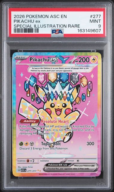 Pikachu ex 2026 Pokemon Ascended Heroes Special Illustration rare #277/217 PSA 9