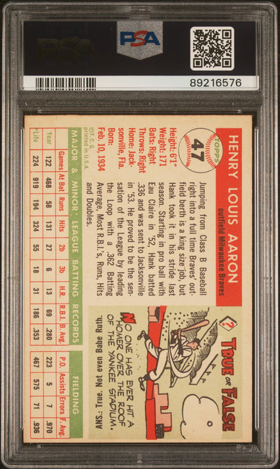 Hank Aaron 1955 Topps #47 PSA 6