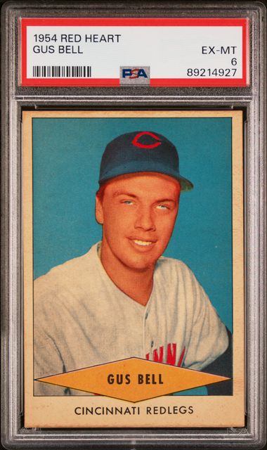 Gus Bell 1954 Red Heart PSA 6