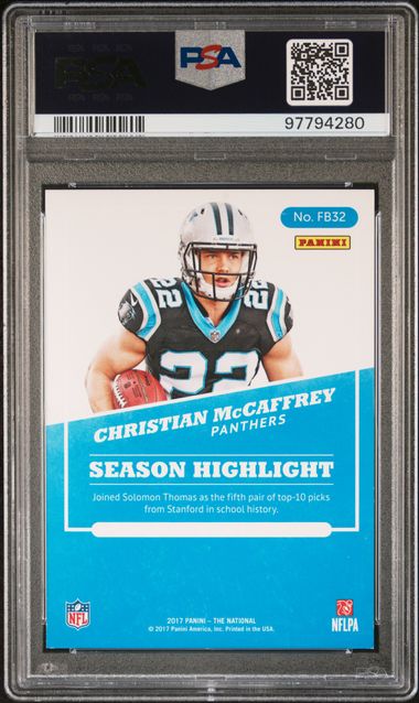 Christian McCaffrey 2014 2017 Panini National Convention Rookies #'d 302/399 PSA 9
