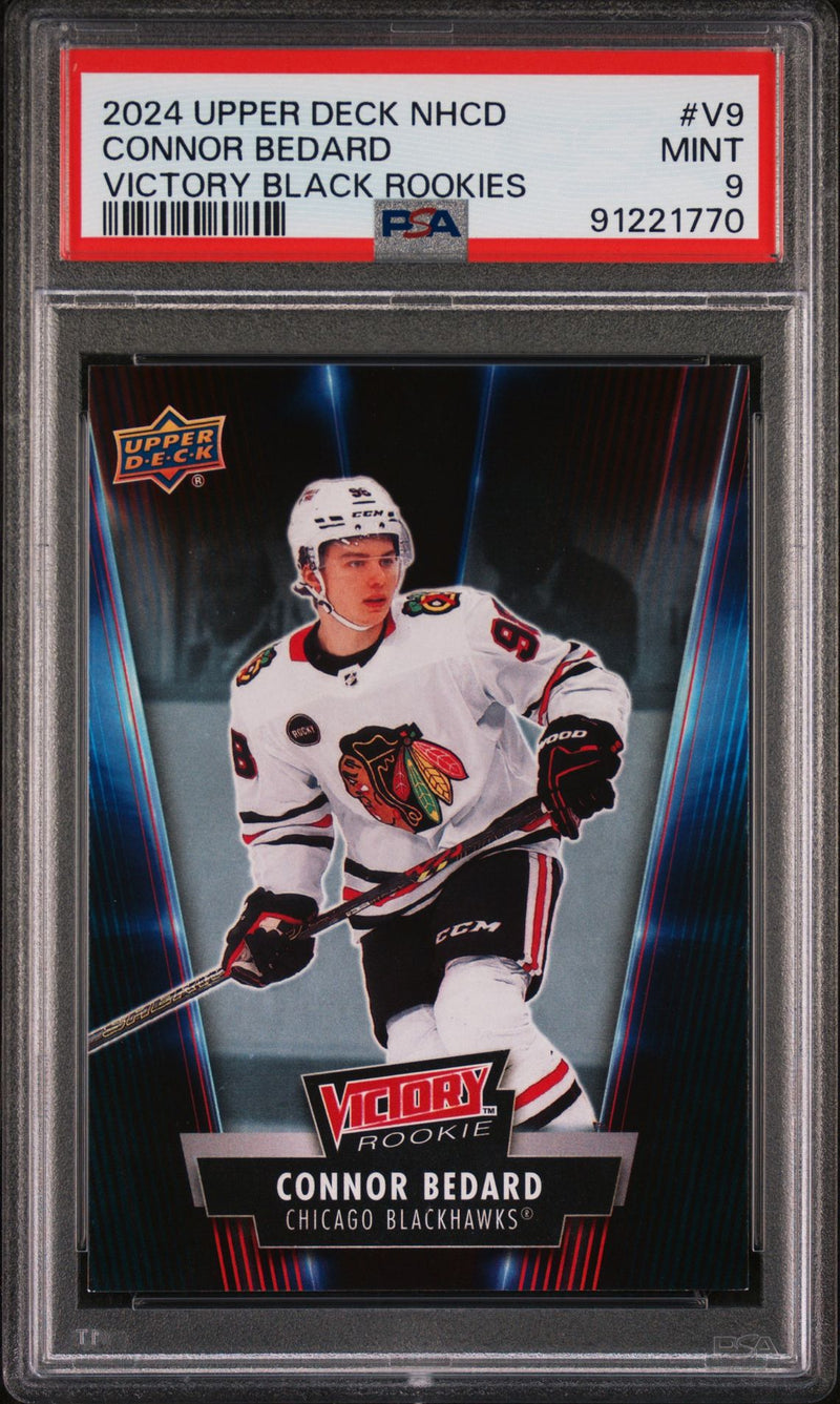 Connor Bedard 2024 Upper Deck National Hockey Day Victory Black Rookies PSA 9