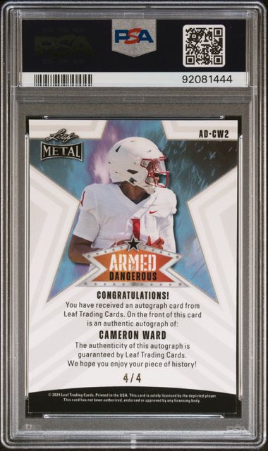 Cameron Ward 2024 Leaf Metal Armed & Dangerous Auto Blue Pulsar 