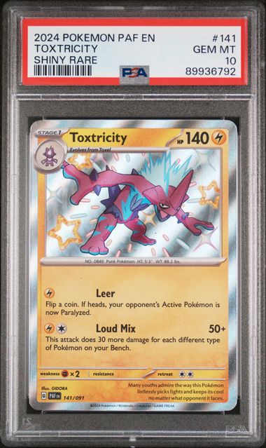 Toxtricity 2024 Pokemon Paldean Fates Shiny rare #141/091 PSA 10