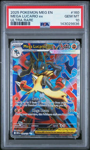 Mega Lucario ex Pokémon Mega Evolution Ultra Rare #160/132 PSA 10