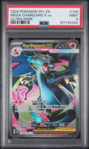 Mega Charizard X ex 2025 Pokemon Phantasmal Flames Ultra rare #109/094 PSA 9