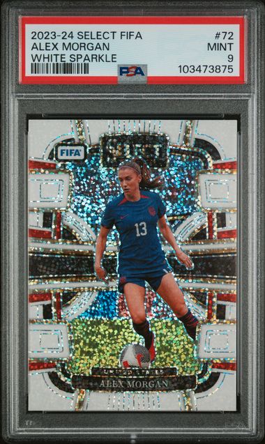Alex Morgan 2023-24 Panini Select FIFA White Sparkle prizm PSA 9