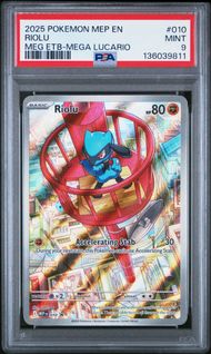 Riolu Pokémon Mega Evolution Pokémon Center ETB Black Star Promo #010 PSA 9
