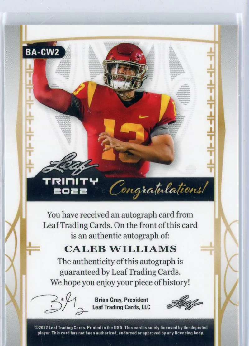 Caleb Williams 2023 Leaf Trinity RC /99