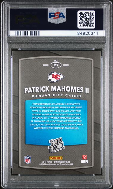 Patrick Mahomes 2017 Panini Donruss Rated Rookie 