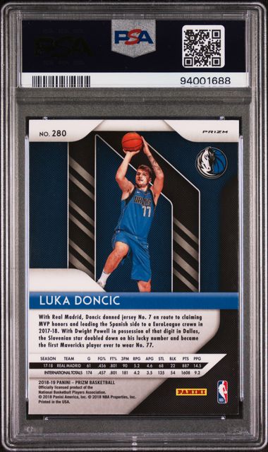 Luka Doncic 2018 Panini Prizm green prizm rookie card PSA 9
