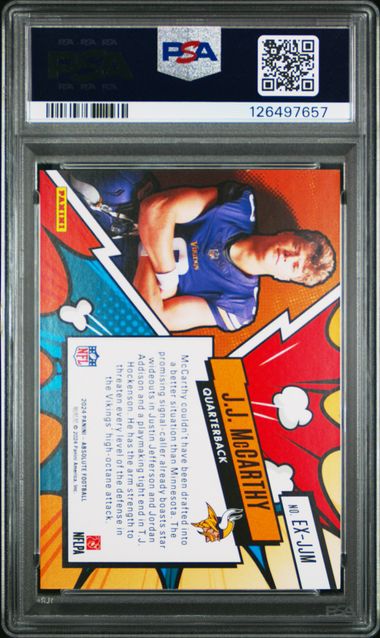 JJ McCarthy 2024 Panini Absolute Explosive rookie card PSA 9