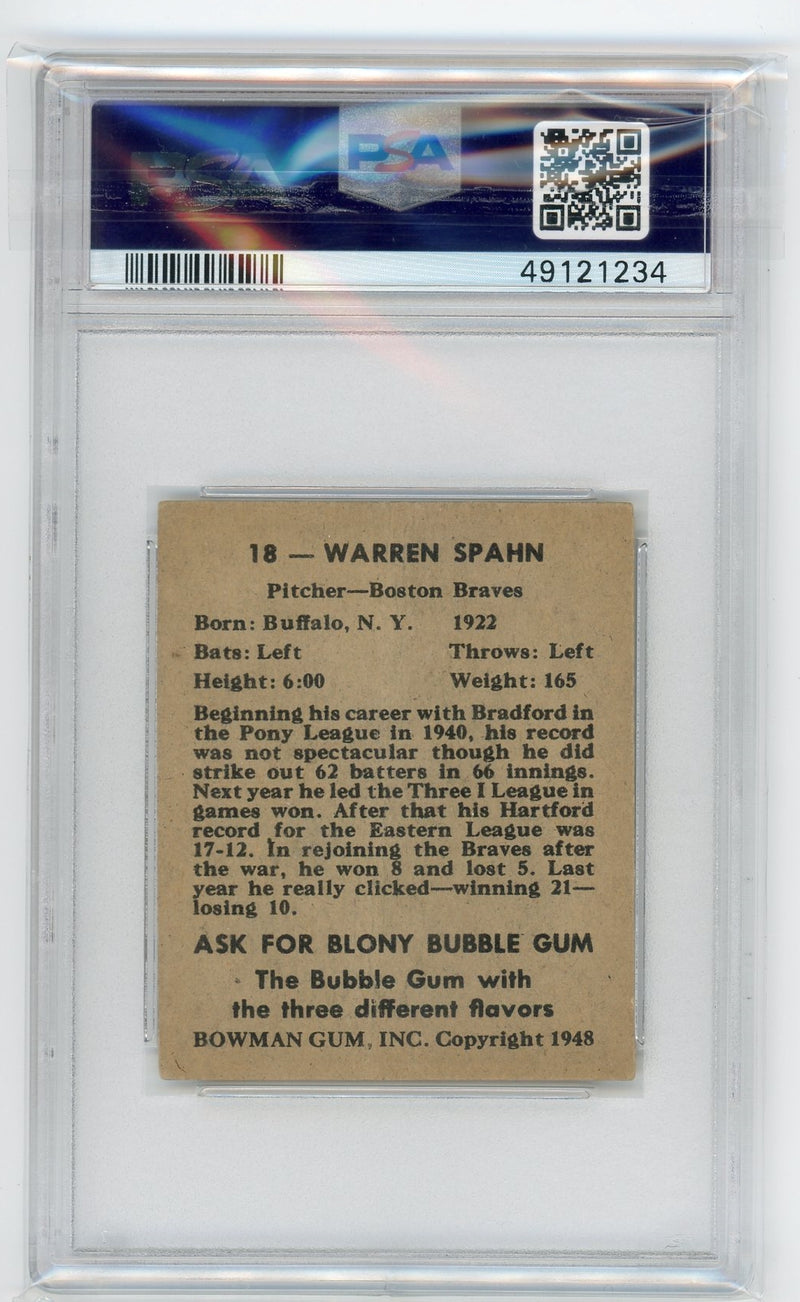 Warren Spahn 1948 Bowman Rookie PSA 1.5