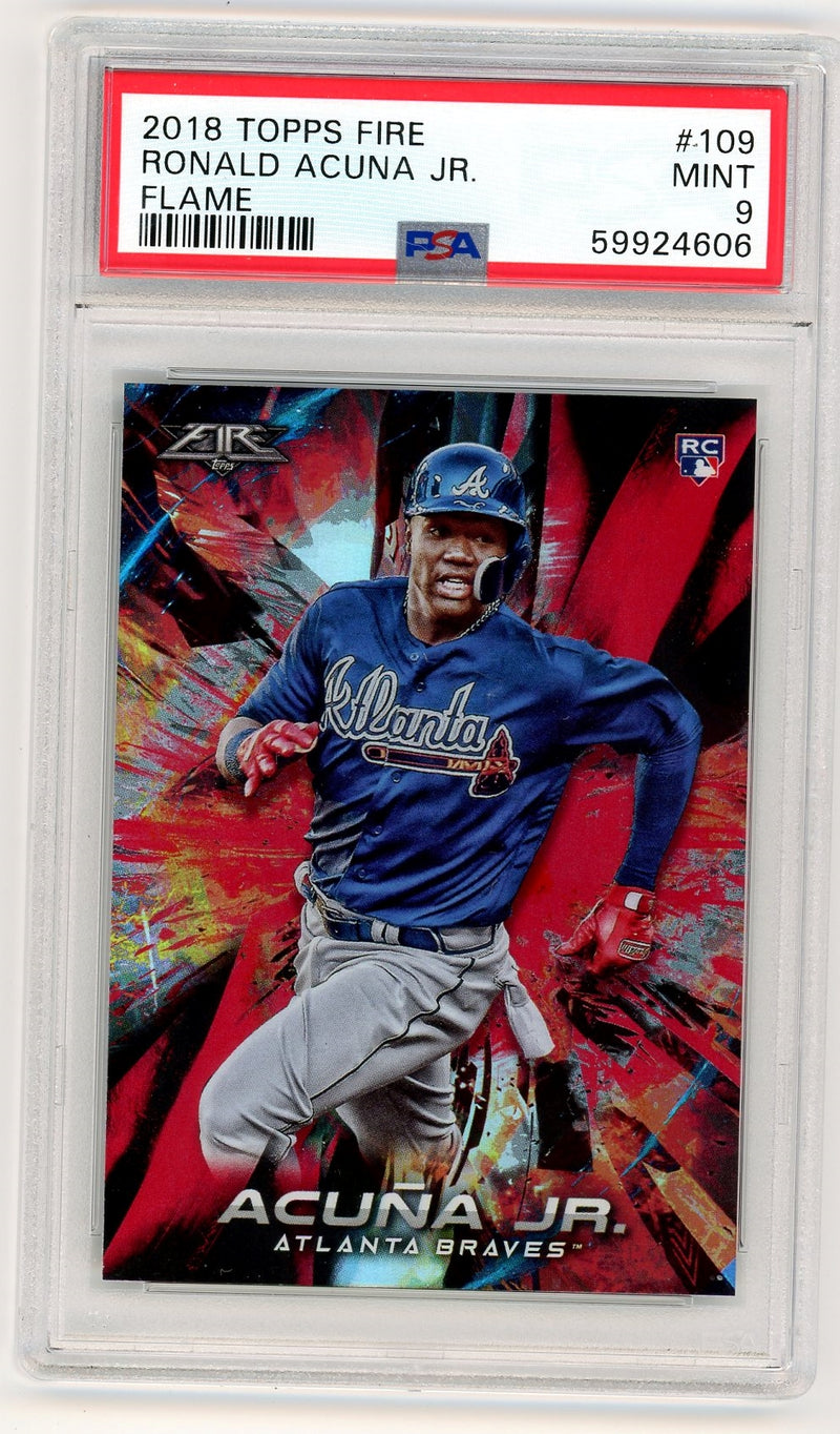 Ronald Acuna Jr. 2018 Topps Fire Red Flame Foil PSA 9 rookie card