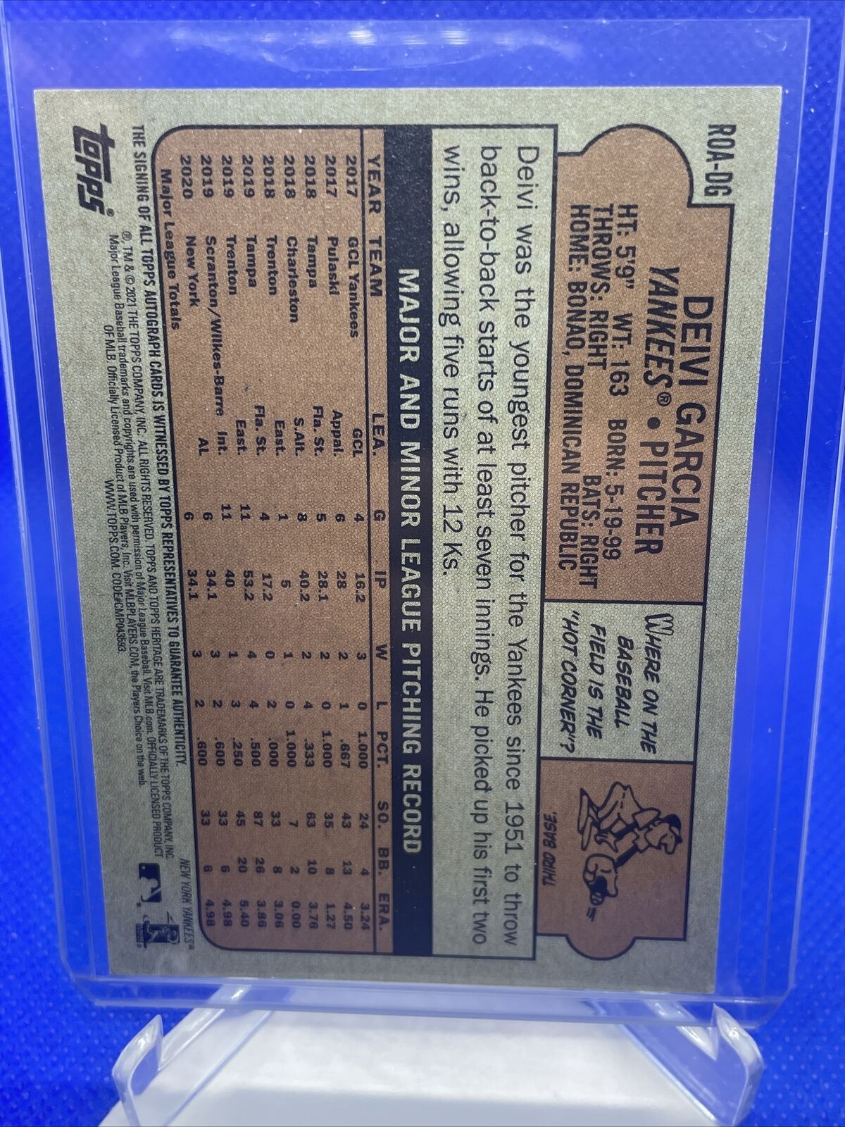 2021 Topps Heritage Rookie AUTO Devi Garcia RC #ROA-DH New York Yankees