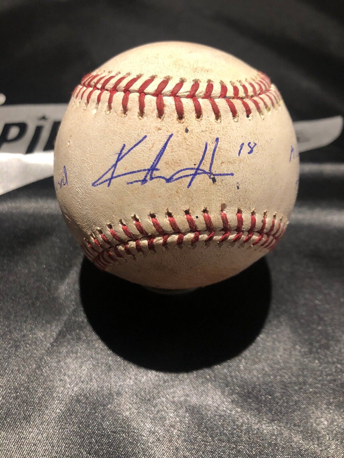 Keston Hiura Game Used MLB Authenticated Single Ball Auto 5/17/19 Career Hit # 3