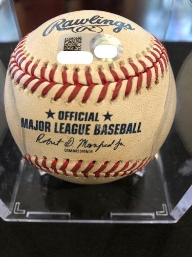 Austin Meadows MLB Game Used Double Autographed Baseball 5/29/18 Career Double#3