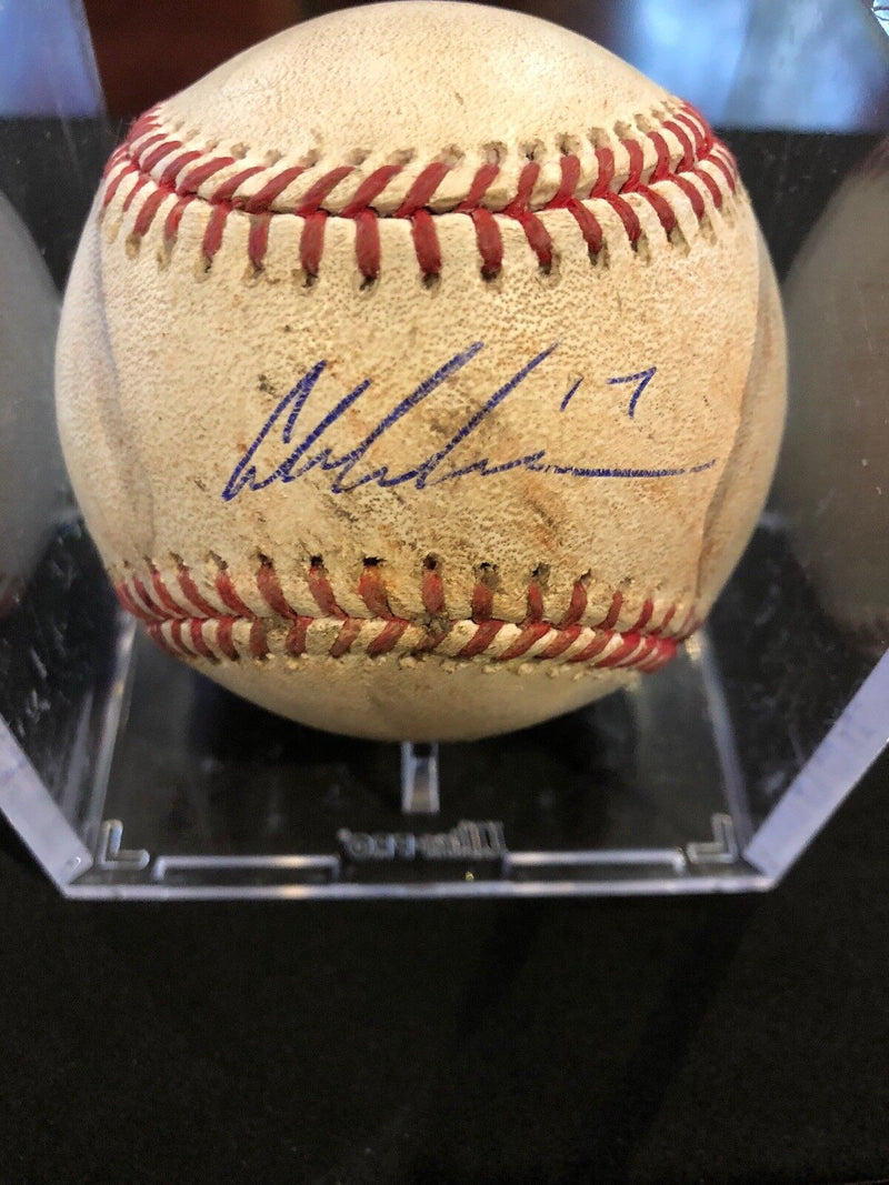 Austin Meadows MLB Debut Game Used Autographed Baseball 5/29/18 Hosmer Double