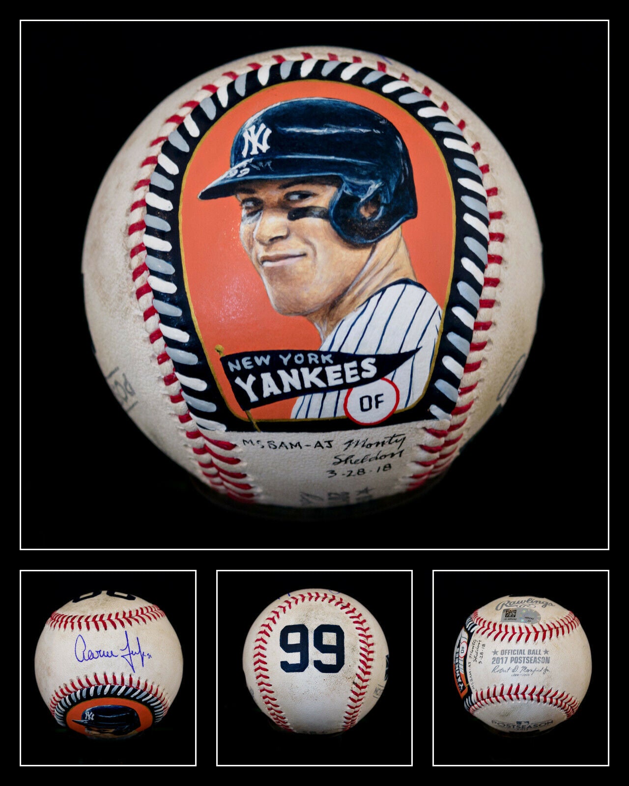 Aaron Judge Baseball Authenticated Masterpieces Game-Used, Autographed Baseball
