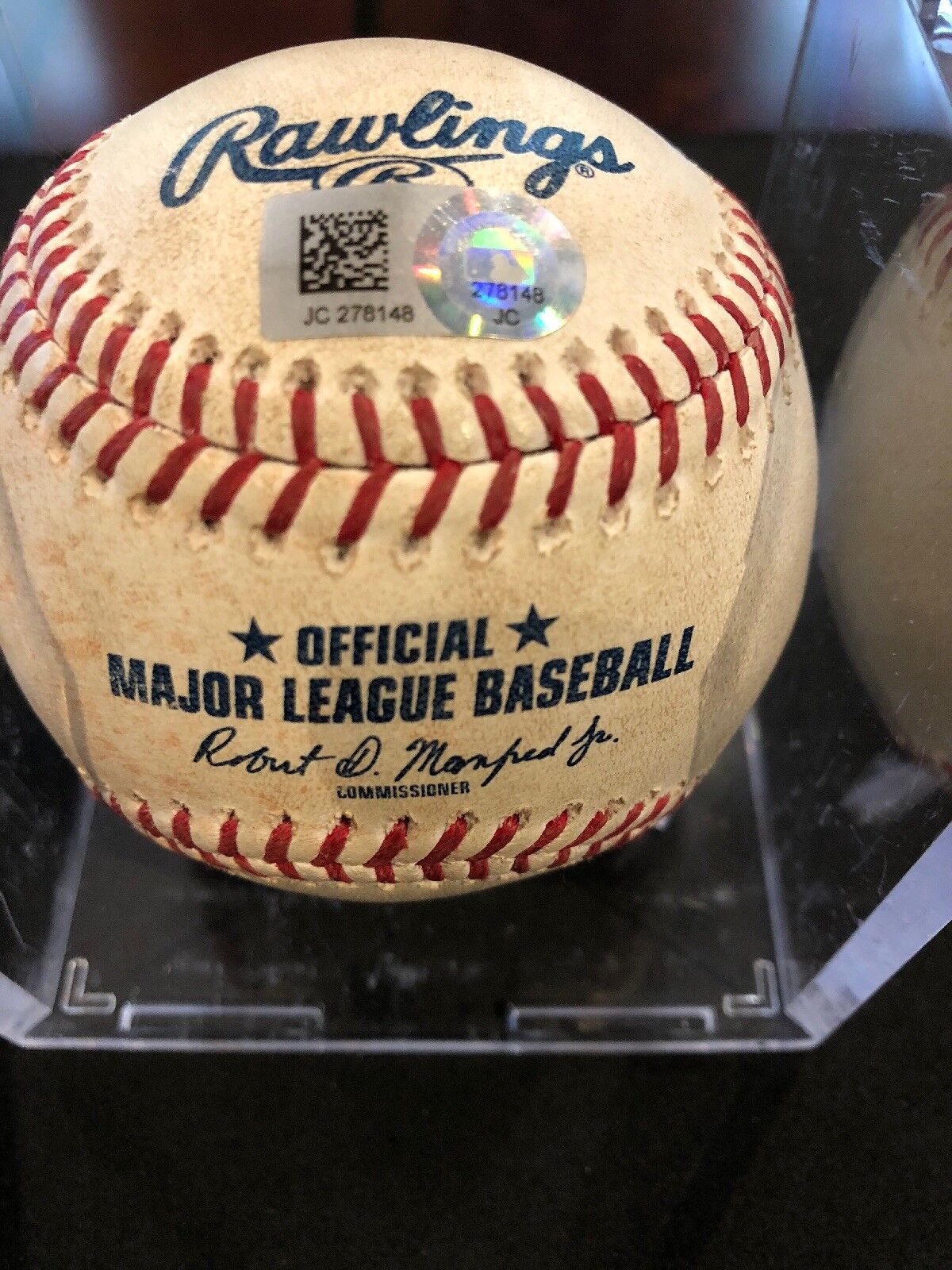 Austin Meadows MLB Debut Game Used Autographed Inscribed Baseball 5/18/18