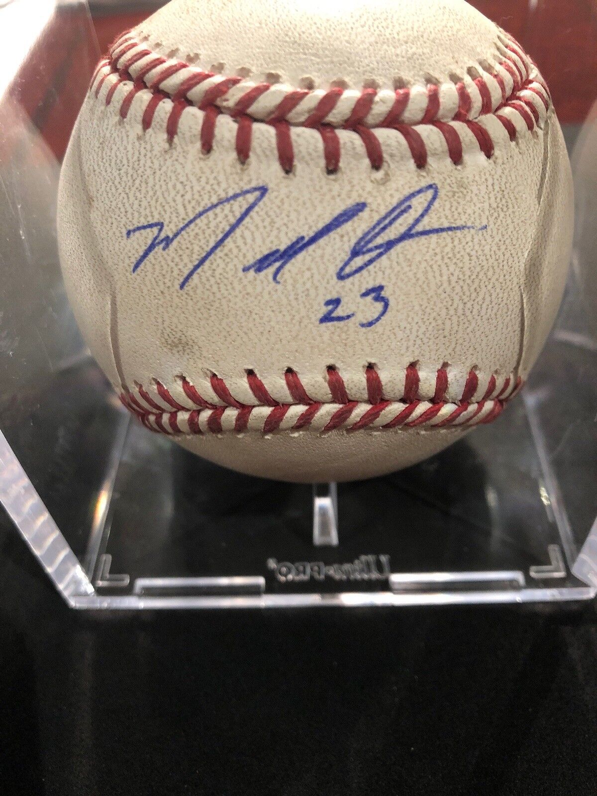 Marcell Ozuna Autographed MLB Game Used RBI Single 5/5/17 Hit #524 Stanton Out